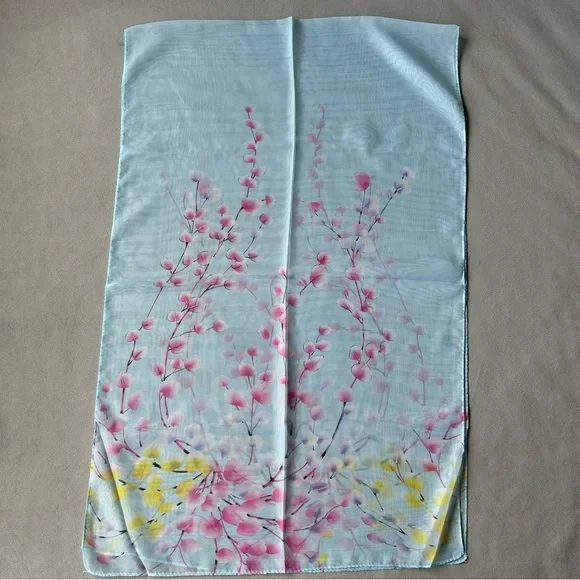 Floral Lightweight Scarf ~ 155 cm x 45 cm ~ 60” x 18 ~ Brand New! - Picture 4 of 9